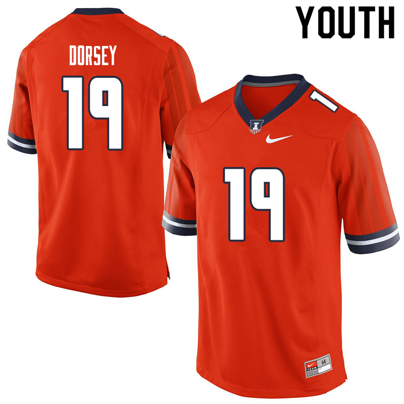 Youth #19 Lou Dorsey Illinois Fighting Illini College Football Jerseys Sale-Orange